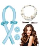Soft Heatless Curlers Headband for DIY Waves - Blue Elastic Hair Band for Long and Medium Hair - Buy Online on GoSupps.com