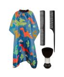 Kids Haircut Cape & Neck Duster Brush Set | Adjustable Blue Dinosaur Barber Cape for Kids - Buy Online on GoSupps.com