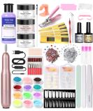 Acrylic Nail Kit - White Pink Clear Powder & Liquid, Electric Nail Clipper, Top Base Coat, Tips, Forms & DIY Art Tools - Beginner Set - Buy Online on GoSupps.com