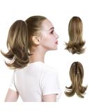 CJL HAIR Short Claw Clip Ponytail Extension 12 Inch - Ash Medium Brown/Ash Blonde - Synthetic Heat Friendly Fiber - for Women, Girls, Kids - Pack of 1 - Buy Online on GoSupps.com