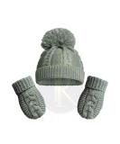 Royal Icon Baby Knitted Pom Pom Hat with Mittens - Sage Green (0-12 Months) - Buy Online on GoSupps.com