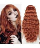 YEESHEDO Auburn Long Hair Wig for Women - Natural Curly Wavy Synthetic Fringe Red Wig - 28 Inches for Party, Cosplay or Daily Wear - Buy Online on GoSupps.com