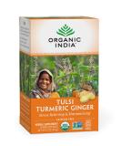 Organic India Tulsi Turmeric Ginger Herbal Tea - Stress Relieving & Harmonizing, Immune Support, Healthy Inflammatory Response, Aids Digestion, Vegan, Caffeine-Free - 18 Infusion Bags, 1 Pack - Buy Online on GoSupps.com