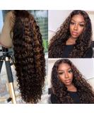 Highlight Ombre Lace Front Human Hair Wig 1B/30 Black Brown 24 Deep Wave Honey Blonde 180% Density - Buy Online on GoSupps.com