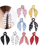 8 Pieces Chiffon Hair Scrunchies - Bowknot Floral Elastic Ponytail Holders for Women & Girls | Stylish Hair Accessories - Buy Online on GoSupps.com
