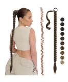 Fine Braid Ponytail Extensions - 75 cm Braided Hair Tie - Brown & Light Brown for Women - Buy Online on GoSupps.com