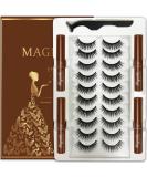 Magnetic Eyelashes with Eyeliner Kit - 10 Pairs Natural 3D Reusable Lashes Long Lasting & Easy Application with Brown Liner - Shop Now - Buy Online on GoSupps.com