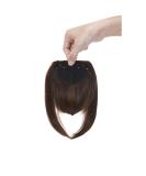 Medium Brown Clip In Bangs Hair Extensions - Thick Straight Neat Front Bangs Fringe for Women - Buy Online on GoSupps.com