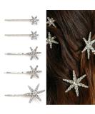 Silver Snowflake Crystal Rhinestone Hair Bobby Pins - 5 PCS | Holiday Wedding Hair Accessories - Buy Online on GoSupps.com