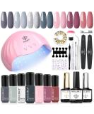 Modelones Gel Nail Kit with 48W LED Light - 7 Color Gel Nail Polish Set - Starter Kit for Gel Manicure - Fashionable Grey Set - Buy Online on GoSupps.com
