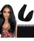 Runature Virgin Real Hair Tape In Extensions - Black Remy 50cm (20 Inch) 25g - Natural Look #1 Stucco Color - Buy Online on GoSupps.com