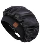 Hat Hut Satin Silk Bonnet for Curly Hair | Adjustable Wide Band Sleep Cap for Women | Double Layer Design | A01-Black - Buy Online on GoSupps.com