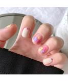 Justotry 24-Piece Angular Nails Set | Colorful Floral & Beige French Press | Beautiful Fake Square Fingernails for Women - Buy Online on GoSupps.com