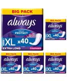 Always Dailies Protect Slip for Women - Extra Long (5 Pack) | Breathable Flexible & Fresh Fragrance - 40 Pieces Each - Buy Online on GoSupps.com