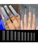 Extra Long C Curve Nail Tips - Half Cover Clear French XXL Deep Fingernail - 500 Pcs Acrylic Straight Square Tips for DIY Nail Art & Press-On Extensions - Buy Online on GoSupps.com