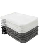 PHOGARY 10 Pack Microfiber Body Wash Mitts Soft Face Mitten Bath Spa Cloth Reusable Makeup Remover Mitt Gloves European Style Wash Cloth 6 8inch White and Grey - Buy Online on GoSupps.com
