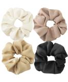 Premium Satin Hair Scrunchies - 4Pcs for Women, Elastic Ponytail Holders in Solid Colors - Hair Accessories for Frizz Prevention - Buy Online on GoSupps.com