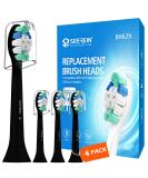 Toothbrush Replacement Heads Compatible with Philips Sonicare C2 C1 G2 W W2 - Black 4 Pack | Fit Sonicare Toothbrushes - International Shipping Available - Buy Online on GoSupps.com