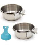 Ronyoung 2PCS Stainless Steel Bird Feeding Dish Cups with Spoon Parrot Food & Water Bowl Clamp Holder for Various Bird Species - Buy Online on GoSupps.com