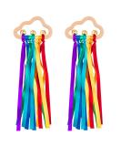 Baby Sensory Ribbon Ring Toys - Set of 2 | Rainbow Rattle & Natural Wooden Teether for 6-12 Month Babies | Montessori Sensory Toy - Buy Online on GoSupps.com