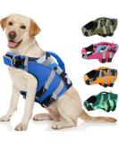 Kuoser Dog Life Jacket with Reflective Stripes | High Visibility & Adjustable | Ripstop Pet Preserver for Small, Medium, Large Dogs | Blue Camo | XX-Large - Buy Online on GoSupps.com