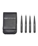 AmazonCommercial Stainless Steel Tweezers Set - Slant & Pointed Precision Tweezers for Ingrown Hair, Eyebrow Plucking - 4-Pack - Buy Online on GoSupps.com