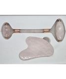 Jade Roller Gua Sha Set Natural Face Roller Skin Care Tools for Puffy Eyes Relief Anti Aging (A+ Rose Quartz) - Buy Online on GoSupps.com