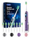 7AM2M Electric Toothbrush for Adults & Teens - LED Screen 5 Modes 90-Day Charge 8 Brush Heads - Purple - Buy Online on GoSupps.com
