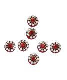 Beautiful Red Velvet Dots Bindi with Stone Border - Indian Face Jewels for Women | Medium Size Bindi Stickers (Design 4 - Buy Online on GoSupps.com