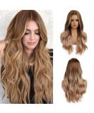 Buy Esmee 24-Inch Long Curly Brown Synthetic Hair Wig for Women - Heat Resistant Middle Part Wig - Buy Online on GoSupps.com