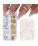 YOSOMK Nail Art Pearls Flatback Pearls Nail Charms Gold Silver White Half Round Nail Art Supplies Luxurious Design Nail Accessories Rhinestones Mixed Various Sizes 0.8mm-5mm for Women Nail Decoration Flatback Pearls(small) - Buy Online on GoSupps.com