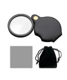 20x Magnifying Glass with Leather Case - Portable Folding Magnifier for Seniors - Includes Wiping Cloth & Storage Bag - Buy Online on GoSupps.com