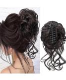 RPAEOY Curly Wavy Hair Tie with Clip | Synthetic Messy Bun Scrunchy for Women - Brownish Black - Buy Online on GoSupps.com