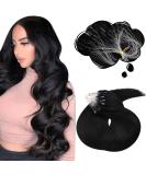Moresoo Microring Extensions - 50cm Real Remy Hair Black #1 Thick 50g - Cold Fusion Hair Extensions - Buy Online on GoSupps.com