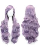 Colorful Panda 32 Inch Women's Long Curly Wig with Side Bangs for Anime Cosplay - Grey Purple Lavender - Buy Online on GoSupps.com