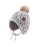 XIAOHAWANG Winter Baby Boys Hat Velvet Lining Toddler Kids Beanie Earflap Warm Baby Hats for Girls with Pompom 0-6 Months Gray - Buy Online on GoSupps.com
