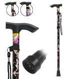 HATAF Walking Stick Folding Walking Sticks for Women Folding Walking Sticks for Men Mobility Aids walking stick rubber ends disability aids folding walking sticks for ladies Black Flowers - Buy Online on GoSupps.com