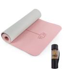 UMINEUX 1/3'' Extra Thick Non Slip Yoga Mat for Women - Eco Friendly TPE Fitness Mat - 72 x 24 - Parfait Pink & Gray - Buy Online on GoSupps.com