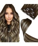 Laavoo Clip-In Extensions | Real Hair Brown Ombre Balayage - 55cm 70g Remy Hair - 5 Pieces #4/27 - Buy Online on GoSupps.com