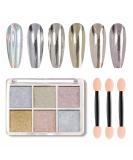 GZMAYUEN Sliver Nail Chrome Powder Holographic Sliver Gel Chrome Powder 6 Colors Metallic Chrome Powder for Gel Nails Mirror Powder Nail Art 04 - Buy Online on GoSupps.com