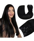 Hetto Clip In Extensions | Real Remy Hair | 30 cm Black Hair Recovery | 80g #1 Black - Buy Online on GoSupps.com