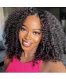 Nadula V Part Wig Kinky Curly Human Hair | Glueless Upgraded U Part Wig | 10A Malaysian Afro Curly V-Part Clip-In Half Wig 16 150% Density - Buy Online on GoSupps.com