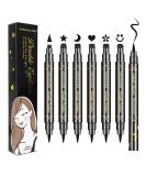 LOKFAR Double-headed Liquid Eyeliner Stamp Pen Set - 6 Pcs Waterproof Eyeliner Pencil for Women - Long-Lasting Eye-liner Stencils - Triangle Star Moon Heart Flower Smiley - Buy Online on GoSupps.com