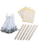 MILIVIXAY 3.5 inch Candle Wick Bundle - 100 Cotton Wicks with Paraffin Wax Coating, 100 Wick Stickers, 6 Wooden Wick Holders - DIY Candle Making Kit - Buy Online on GoSupps.com