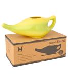 HealthGoodsIn Ceramic Neti Pot Sinus Cleaner 225ml - Dishwasher Safe, Green & Yellow - Buy Online on GoSupps.com