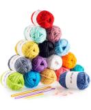 16x20g Acrylic Yarn Kit - 700 Yards, 2 Hooks, 2 Needles, 4 Stitch Markers - Crocheting & Knitting Craft Project Set - Buy Online on GoSupps.com