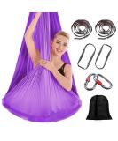 SanQing Aerial Yoga Hammock - Purple Aerial Silk for Antigravity Inversion Exercises | Durable Yoga Starter Kit for All Levels | Home Use - Buy Online on GoSupps.com