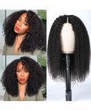 UNICE Glueless Kinky Curly V Part Human Hair Wig 18 No Leave Out - Natural Black Color - 150% Density - Buy Online on GoSupps.com