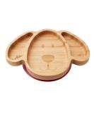 BABI Baby Toddler Large Dog Plate Natural Bamboo with Stay Put Silicone Suction Ring (Cherry RED) - Buy Online on GoSupps.com