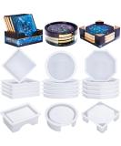 LET'S RESIN 18 Pcs Coaster Resin Molds Silicone, Coaster Molds with Round Square Octagon Shape Holder Molds, Coaster Silicone Molds for Epoxy Resin, DIY Art Craft Cup Mats - Buy Online on GoSupps.com